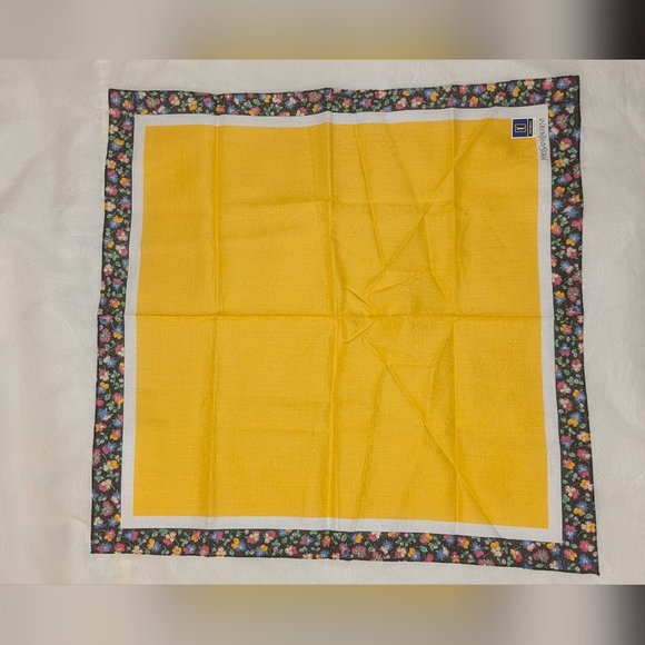 YVES SAINT LAURENT YSL Cotton Scarf Scarves Yellow Floral Border NWT - Picture 1 of 4